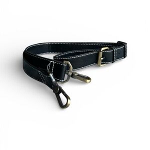 Black Leather Bag Strap with bronze hardware